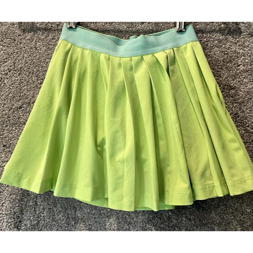 Athleta Girl Womens Size Small 7 Lime Green Pleated Tennis Skort Built-In Shorts